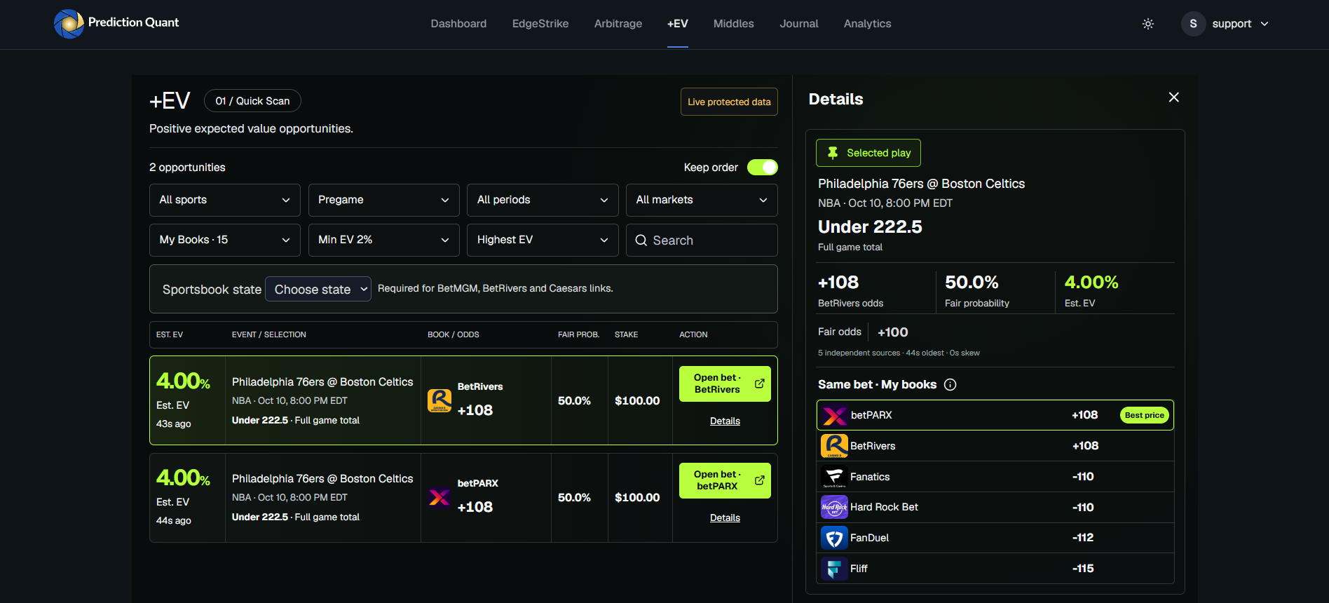 +EV Scanner — real product screenshot
